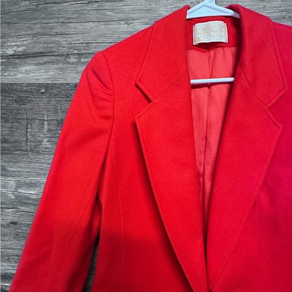 Pendleton Red Blazer Jacket with Red Blue Plaid Skirt Set 100% virgin wool - Picture 4 of 13